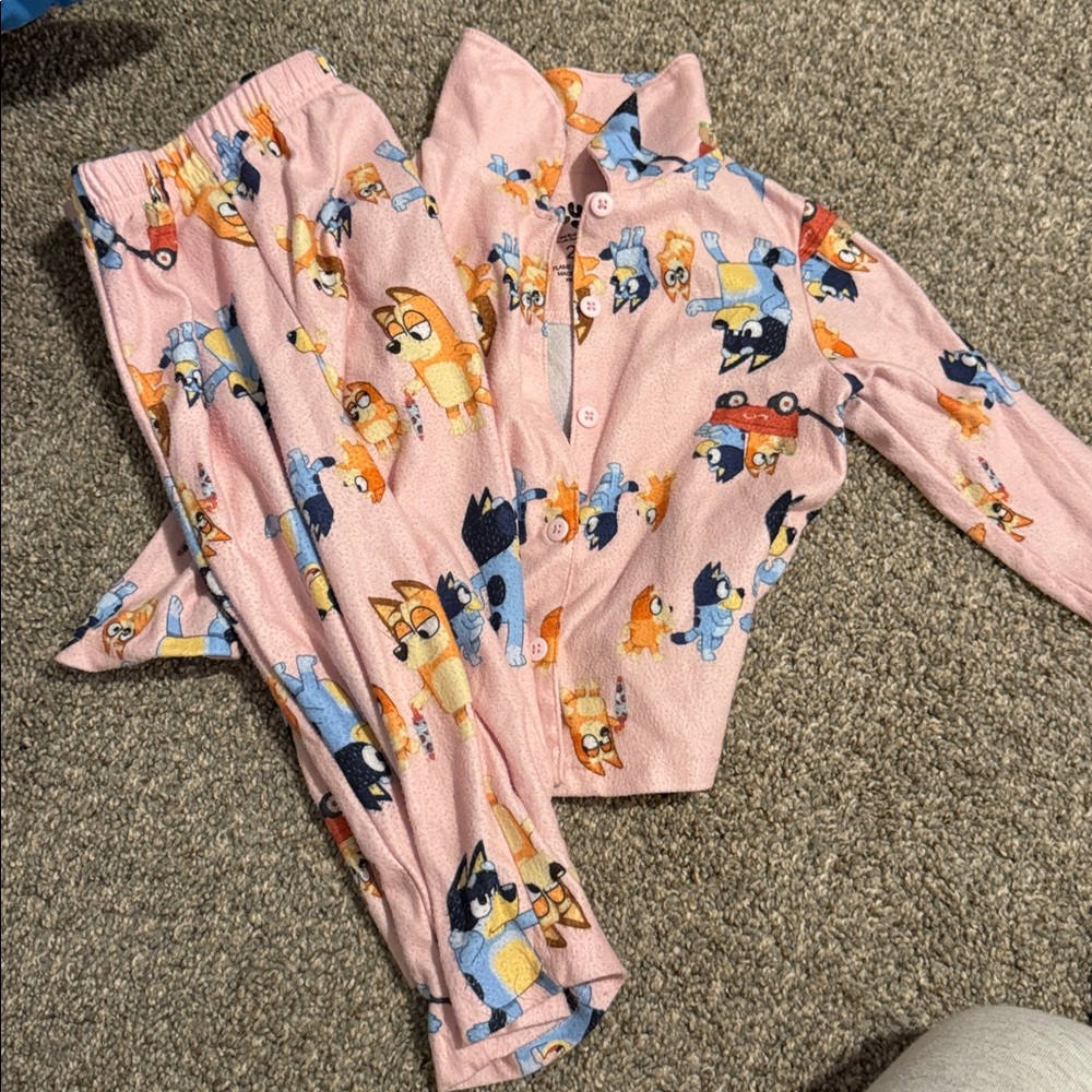 Pink Cartoon Character Pajama Set